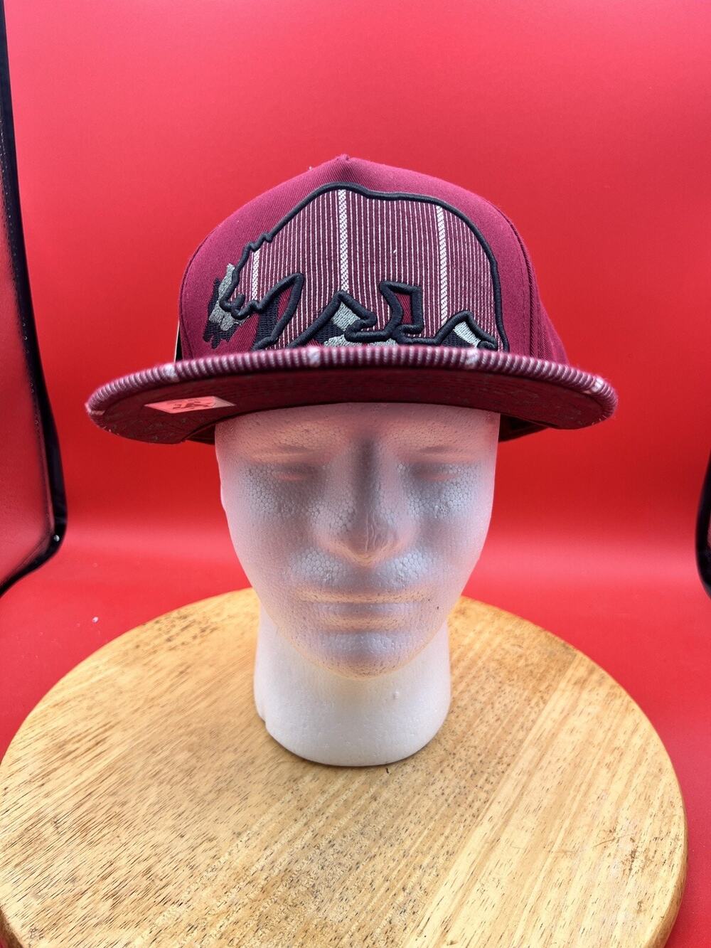 Top Level Hustle Adjustable Snapback Hat Flat Bill Street Cap Red CALIF Bear